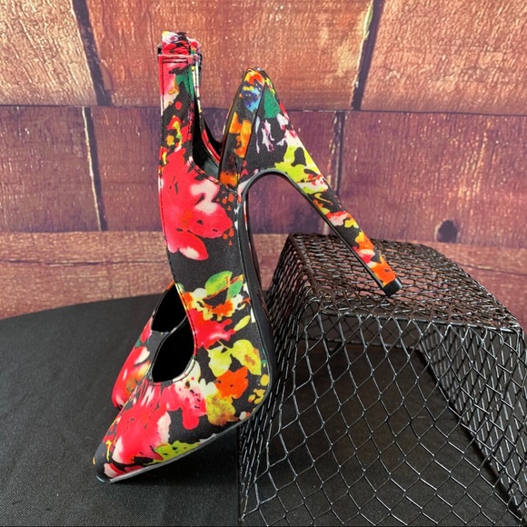 QUPID Floral Pointy Toe Slingback Pumps, NWOT - Picture 11 of 14